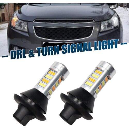 2Pcs 12V LED Bulbs DRL Daytime Running Lamp Turn Signal Light Amber/Ice Car Styling 42SMD 1156 BA15S BAU15S 7440 T20