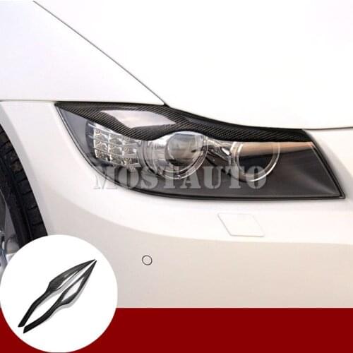 For BMW 3 Series E90 Carbon Fiber Headlight Eye Lid Eyebrow Cover 2005-2012 2pcs Car Accessories Interior Car Decor Car Trim