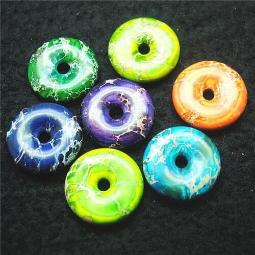 2PC Womens Pendants Nature Imperial Jasper Stone Donuts Shape More Colors Available Size 30MM Wholesale Free Shippings