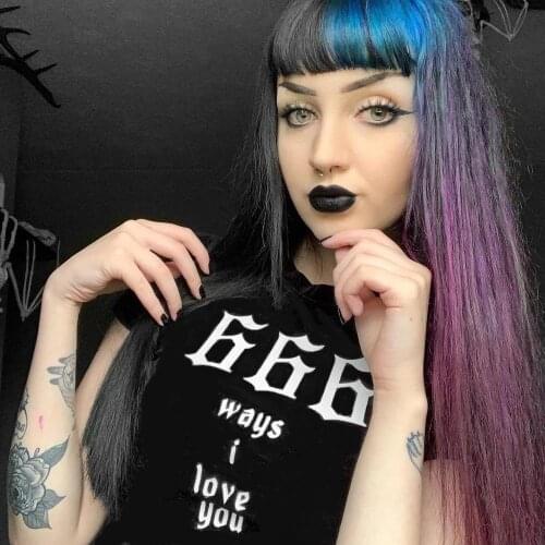 666 ways i love you Gothic t-shirt women graphic funny 100% Cotton grunge Fashion unisex hipster tee top tshirt Drop Shipping