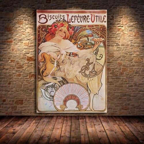 Alphonse Mucha (Alphonse Mucha) retro illustration canvas oil painting poster home decoration cloth wall art print living room f