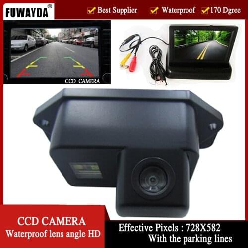 FUWAYDA Car Rear View Reverse Parking Camera Waterproof NightVision for Mitsubishi Lancer Evolution 4.3Inch foldable LCD Monitor