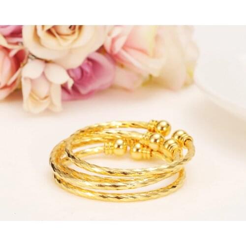 Bangrui Small Bangle for Girls/Baby Gold Color Charm Beads Bracelet Small Jewelry Child Party Gifts