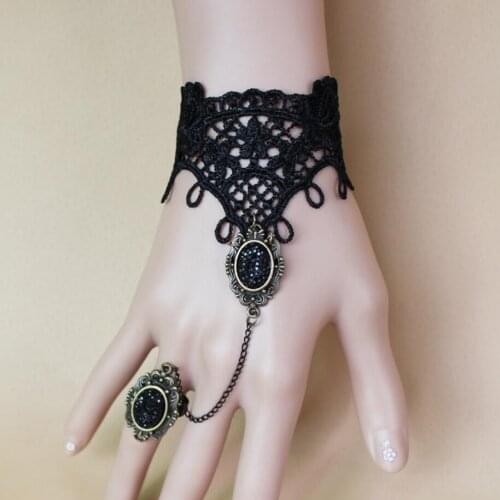 Shiny Black Cab Fashion Black Lace Bracelet Party Jewelry