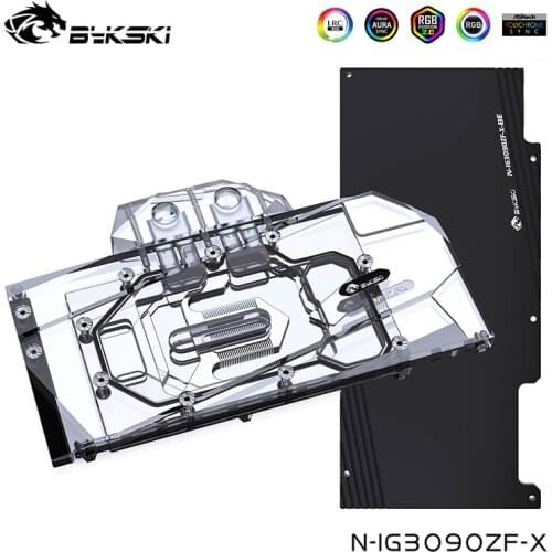 Bykski Watercooler For Colorful iGame Geforce RTX 3090/3080 10G/24G ,With Back Plate ,Full Cover Water Block, N-IG3090ZF-X