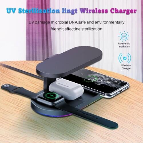 Fast 6 in 1 Wireless Charger for iPhone Watch Phone Wireless Charging Dock Station Qi 10W for iPhone X XS Max XR 8 Air Pods