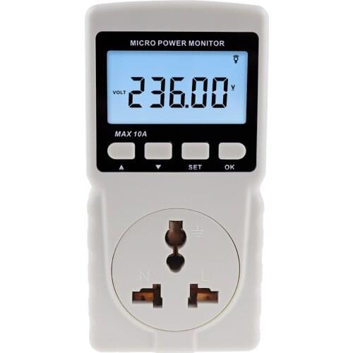 Digital Power Meter Wattmeter Energy Consumption Meter Watt Voltage Current Frequency Electricity Usage Monitor Plug-in Socket
