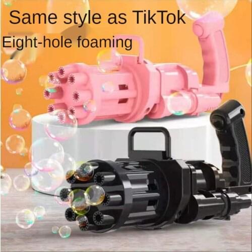 Kids Automatic Gatling Bubble Gun Toys Summer Soap Water Bubble Machine 2-in-1 Electric Bubble Machine for Children Gift Toys