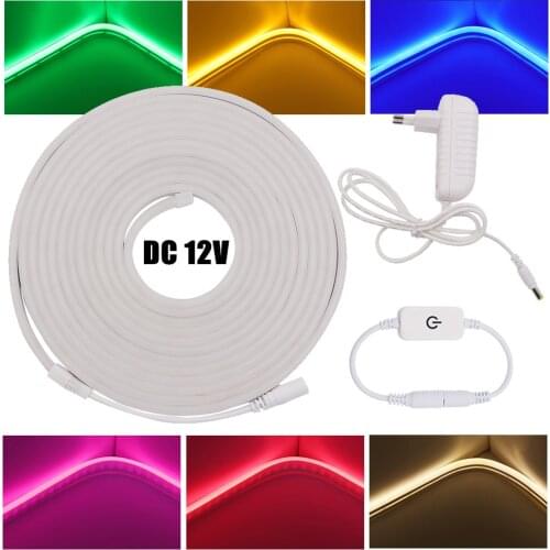 DC 12V Dimmerable Neon Strip SMD 2835 120LEDs/m LED Strip Light Waterproof White Pink Red Blue Green Flexible LED Neon Lamp