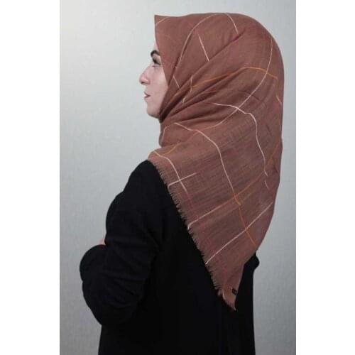 FİRUZE PATTERNED MUNICH LINEN SCARF-DESEN-01-RENK-05
