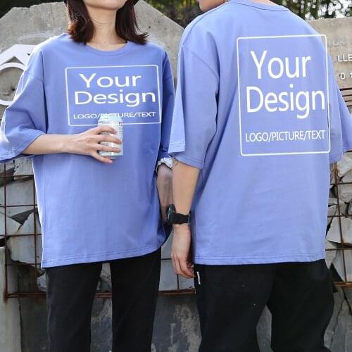 Unisex Clothing Oversized Harajuku Casual T-Shirt Custom Your Images T Shirts Cotton Summer Short Sleeves Aesthetic Loose Tops