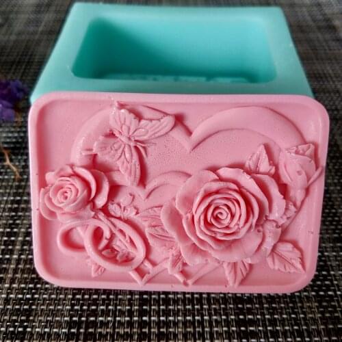 HC0125 PRZY Flower Soap Silicone Mold Heart Rose Butterfly Moulds Gypsum Chocolate Candle Candy Mold Clay Resin Rubber