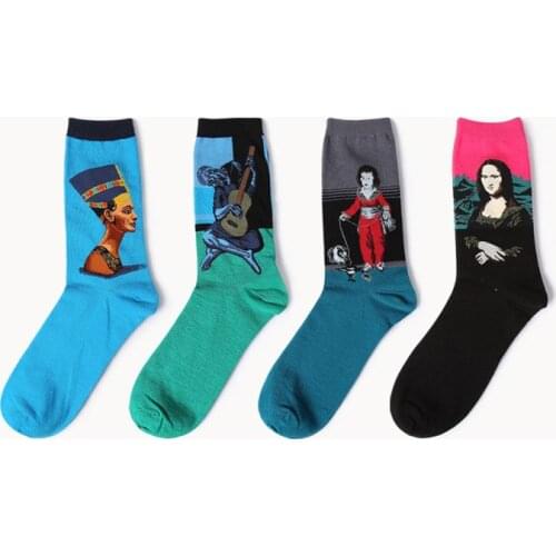 Couples Cotton Harajuku Socks Funny Famous Panting Ankle Art Socks For Men Colorful Hispter Creative Funny Sox