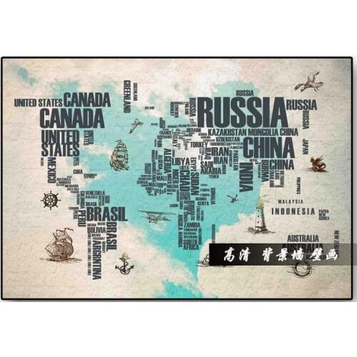 Customized 3d photo wallpaper 3d wall murals wallpaper Retro nostalgia hand-painted letters map background wall paper paintings