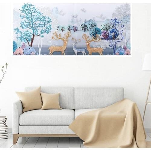 40x100cm 5D DIY Diamond Painting Lucky Deer Animals Rhinestones Mosaic Special Shape Partially Drill Canvas Picture Wall Art
