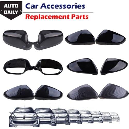 Rearview Side Mirror Cover Wing Mirrors Caps Fit for VW Volkswagen GOLF MK 4 5 6 7 Black Carbon Fiber Pattern Car Accessories