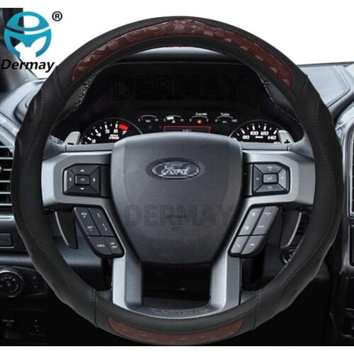 DERMAY Micro fiber Leather Car Steering Wheel Cover 3D Non-slip for Ford F150 F-150 Lobo Auto Accessories