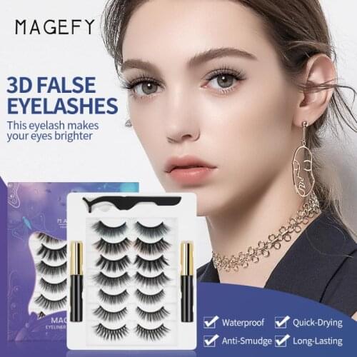MAGEFY Seven Pairs Of 3D Magnetic Eyeliner Liquid False Eyelashes Set Magnet Extension Silk Eyelashes Tools Eye Makeup TSLM2