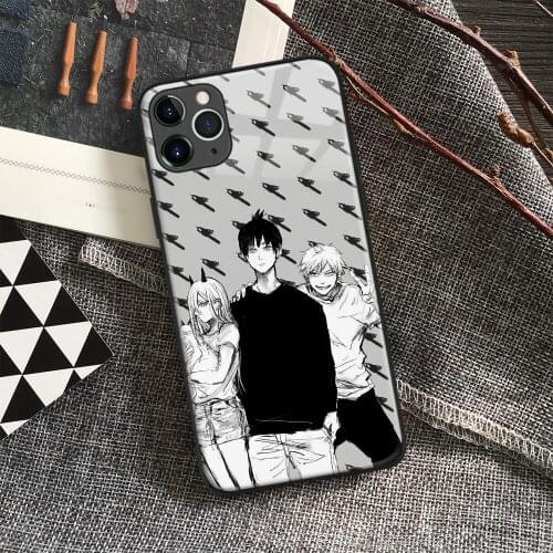 Aki Power Denji Chainsaw Man Anime Soft Silicone Glass Phone Case for IPhone SE 6s 7 8 Plus X Xr Xs 11 12 Mini Pro Max Samsung