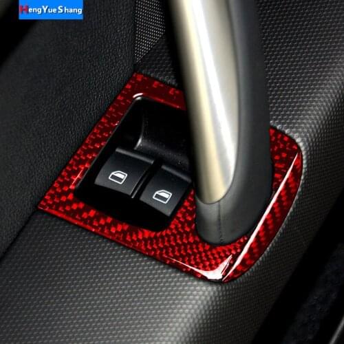 Carbon Fiber Car Window Lifter Button Panel Decorative Cover Stickers For Audi TT 8n 8J MK123 TTRS Auto Interior Accessories