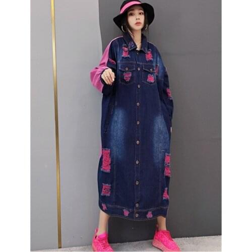 2021 Spring Autumn New Fashion Windbreaker Korean Denim Jacket Womens Single-Breasted Jeans Coat Street Outerwear Female