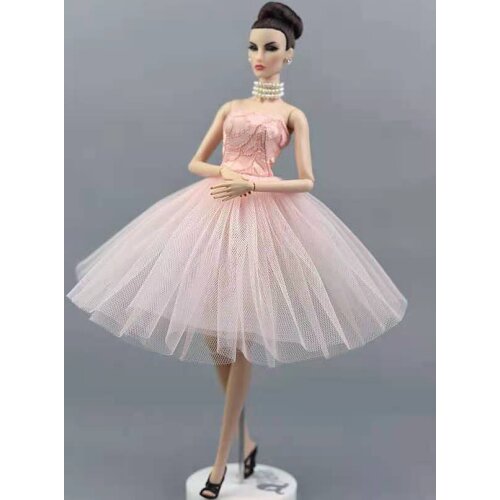 1/6 BJD Doll Clothes Pink Off Shoulder Party Gown Ballet Dress for Barbie Clothes Princess Dresses Vestidoes Dolls Accessories