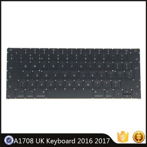Original A1708 UK Keyboard for Macbook Pro 13.3" Late 2016 Mid 2017 MLL42 MPXQ2 Laptop Spare Repair Replacement Upgrade New