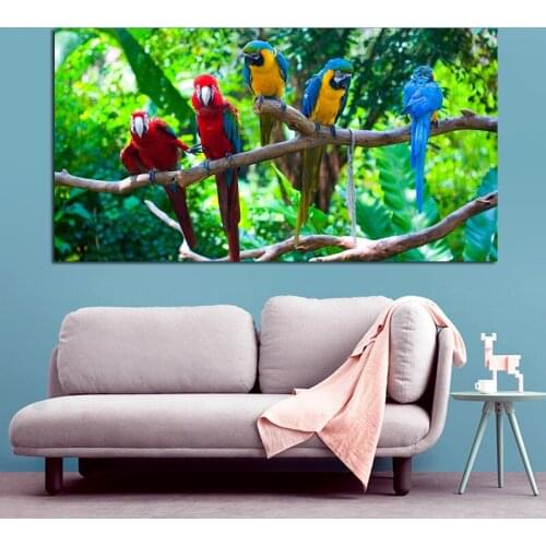Canvas Printing Blue And Yellow Macaw Animal Posters And Prints Wall Art Pictures For Living Room Home Decor Frameless