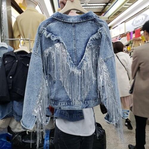 Send Normally 2020 New Plus Size 5xl Ripped Black Denim Jacket Women Streetwear BF Pink Red White Lovers Jeans Jacket Casual