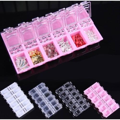 12 Grid Plastic Nail Tool Jewelry Storage Box Rhinestone Organizer Container Case Nails Art Supplies