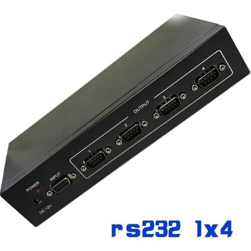 Industrial Grade Isolated 4 Port RS232 Serial Port Splitter 1x4 RS-232C COM DB9 Distributor TVS Protection