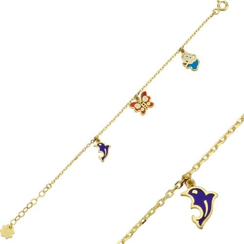14K (585) Gold Enamel Unisex Child Bracelet