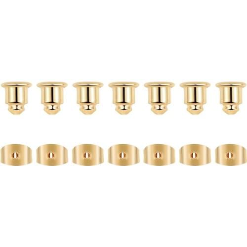 18K Gold 50Pcs 4x6mm/5x5mm Butterfly Earrings Back Metal Stopper Studs Ear Plugging For Diy Earring Jewelry Findings Accessories