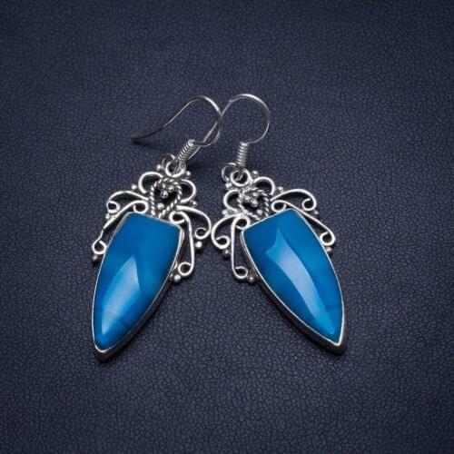 Natural Botswana Agate Handmade Indian 925 Sterling Silver Earrings 1 3/4" T4872
