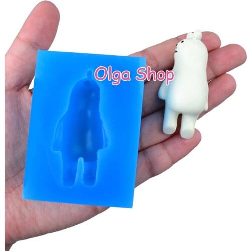 DYL578 55.3mm x 26.3mm Bear Silicone Mold Fondant Cake Decoration Candy Resin Clay Earrings Necklace Craft Soap Candle FOOD SAFE