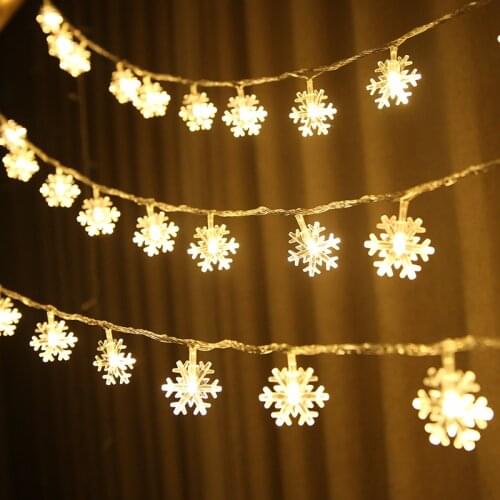 3M 20 Heads Snowflake LED Lights String Christmas Tree Decoration Garland for Xmas Home Decor Party Supplies Room Hanging Decor