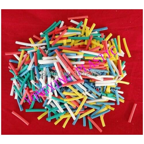 600pcs /lot 2.5mm 3cm length pvc heat shrink tube ratio 2:1 sleeving red yellow blue green white fivecolor one size