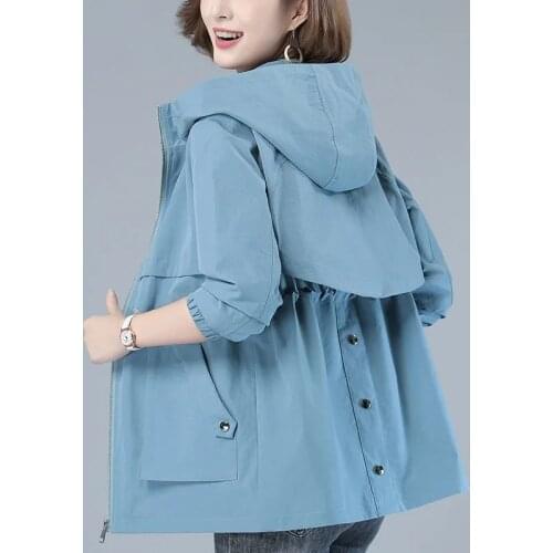 Womens Trench Coat New Spring Autumn Clothing Korean Loose Hooded Coats Plus Size 4XL Middle-aged Female Windbreaker Outerwear