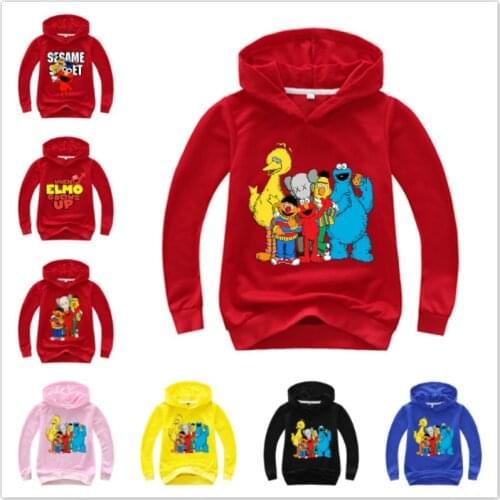 Spring Baby Boys T Shirts Cartoon Sesame Street Elmo Print Clothes Kids Hoodies Girls Sweatshirt Children Top Tees Baby Costumes