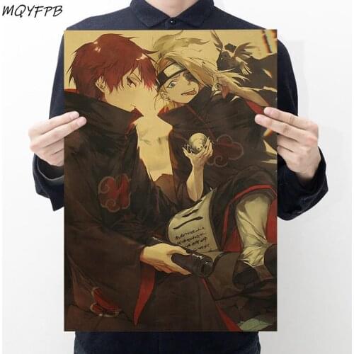 Japanese Anime Kraft Paper Poster Home Room Bedroom Wall Decorative Painting Core 50.5x35cm
