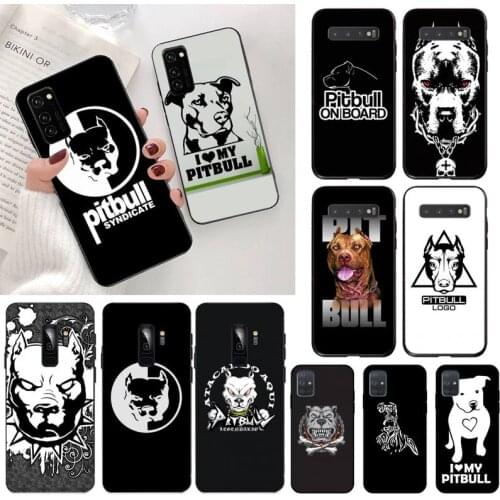YJZFDYRM Pitbull dog Black Cell Phone Case for Samsung S20 plus Ultra S6 S7 edge S8 S9 plus S10 5G lite 2020