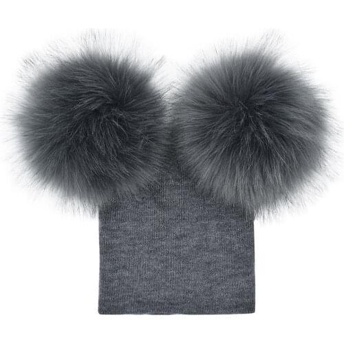 Citgeett Kids Baby Warm Winter Wool Knit Beanie Fur Pom Pom Bobble Lovely Cute Solid Simple Hat Cap SS