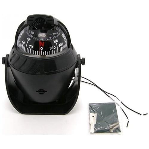 14X11cm Black ABS Macromolecule Plastic LED Light Digital Compass Magnetic Sphere Marine Military Electronic Boat Car Compass