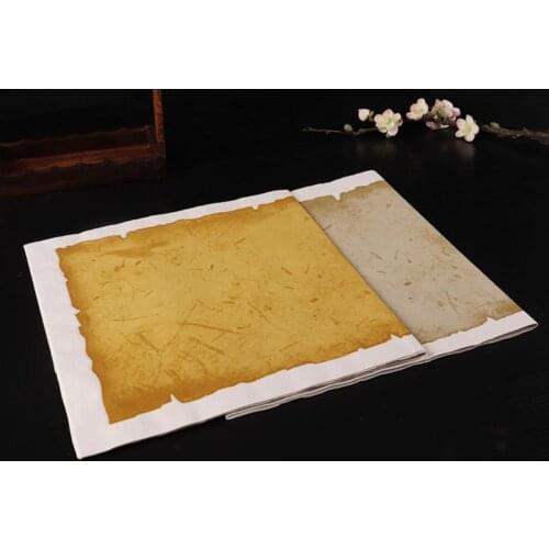 5pc Batik paper antique notched strip screen half- Half-Ripe calligraphy paper 48x180cm