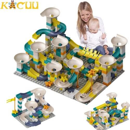 83-332PCS Marble Race Run Bricks Big Size Creative Building Blocks Funnel Slide Block DIY Assemble Bricks Toys For Children Gift