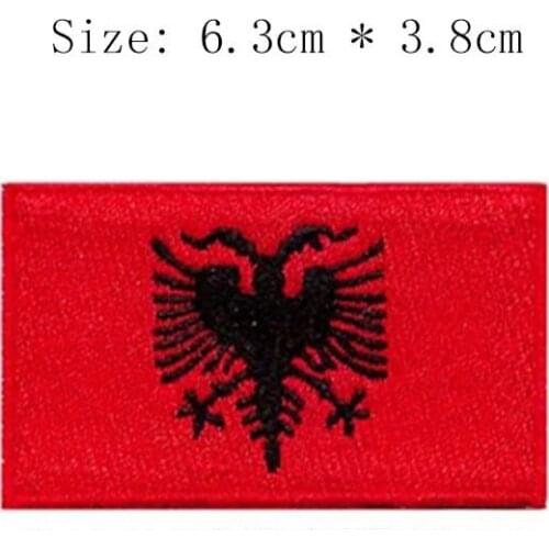 Albania embroidery flag patch Wholesale price ironing badges for caps sleeve back of the clothes balck double eagle patch