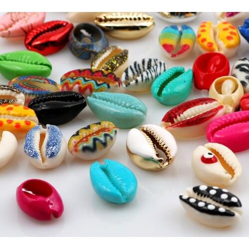 10PCS 10-20MM Colorful Pattern Shell Shape Beads For DIY Crafts Decoration Accessories Jewelry Making Beads Wholesale