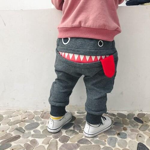 Children Clothing Pants Baby Kids Boys Girls Cartoon Shark Tongue Harem Pants Trousers Pants Casual Sports Trousers