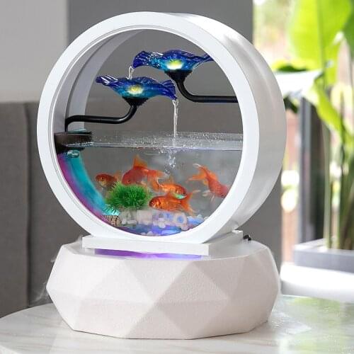 European Ceramic Water Ornaments Fountain Humidification Indoor Desktop Decorative Glass Fish Tank Home Decoration Accessories