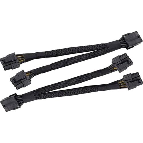 GPU PCIe 8 Pin Female to Dual 2X 8 Pin (6+2) Male PCI Express Power Adapter Braided Y-Splitter Extension Cable,20cm